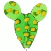 Cuenta de vidrio cactus 25x22 mm - Verde - Amarillo x1