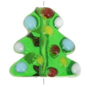 Cuenta de vidrio árbol de Navidad 16x16 mm - Verde x1