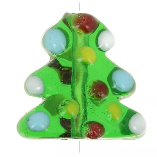Cuenta de vidrio árbol de Navidad 16x16 mm - Verde x1