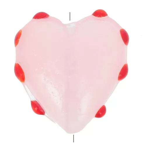 Cuenta de vidrio corazón 16 mm - Rosa - Rojo x1