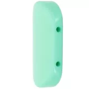 Cuenta rectángulo redondeado 2 agujeros 27x17 mm en resina opaca - Verde turquesa x1