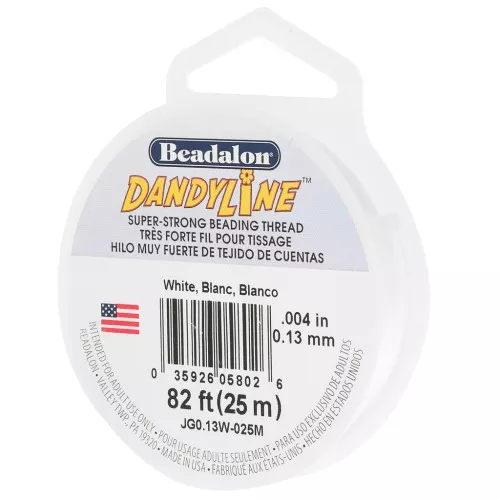 Hilo de nylon trenzado Dandyline 0,13 mm - Blanco x25m