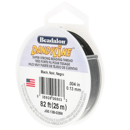 Hilo de nylon trenzado Dandyline 0,13 mm - Negro x25m
