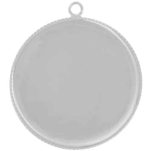 Engaste colgante redondo para cabujón base plana 30 mm - Plata x1