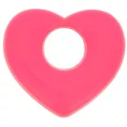 Colgante corazón latón 16x18 mm - Rosa fluorescente x1