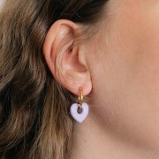 Colgante corazón latón 16x18 mm - Rosa fluorescente x1