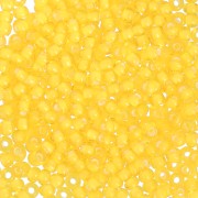 Cuentas de Rocalla Preciosa 11/0, 2 mm - Amarillo ámbar transparente con revestimiento blanco tiza, 20 g