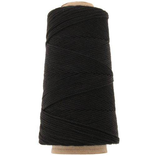 Bobina de cordón de algodón orgánico Détox XL macramé peinado - Negro x200 m