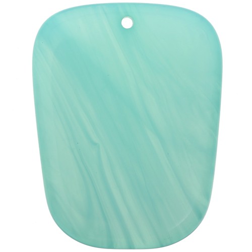 Colgante trapecio de resina translúcida - 28x22 mm - Azul Caribe jaspeado x1