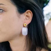 Colgante trapecio de resina translúcida - 28x22 mm - Mármol lavanda x1