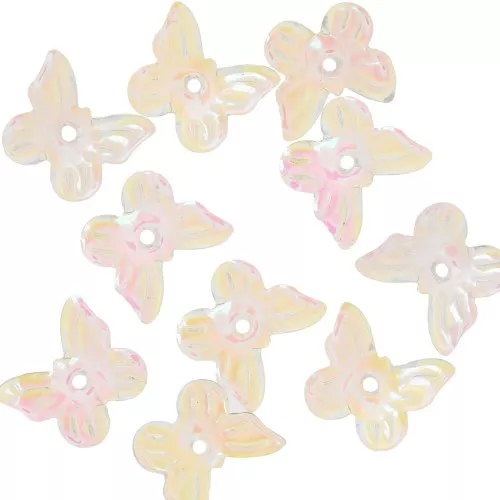 Cuentas en forma de mariposa 9,5x11 mm - Efecto AB transparente x10