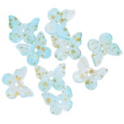 Cuentas mariposa 9.5x11 mm - Turquesa - Oro jaspeado x10