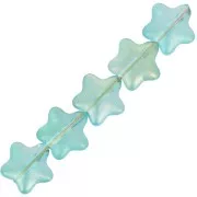 Cuentas de vidrio estrella 8 mm - Azul turquesa - Purpurina dorada x10