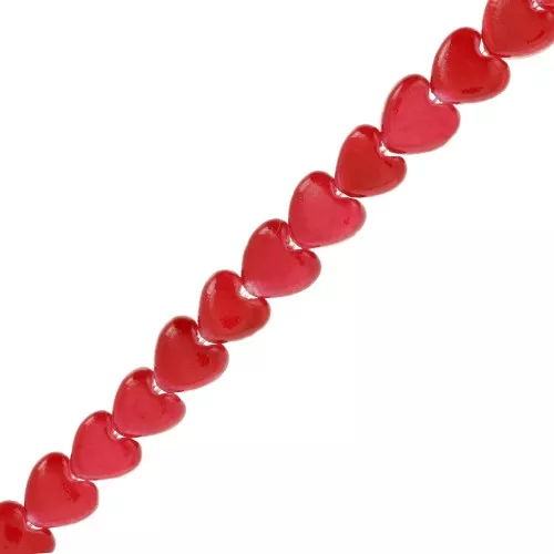 Cuentas de nácar corazón 6 mm - Rojo x39cm