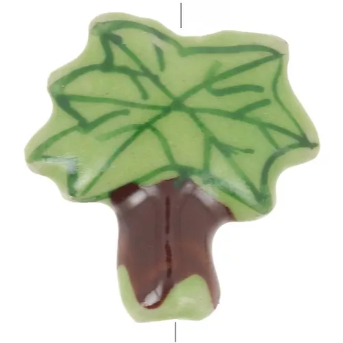 Cuenta Palmera de cerámica 22x21 mm - Verde - Marrón oscuro x1
