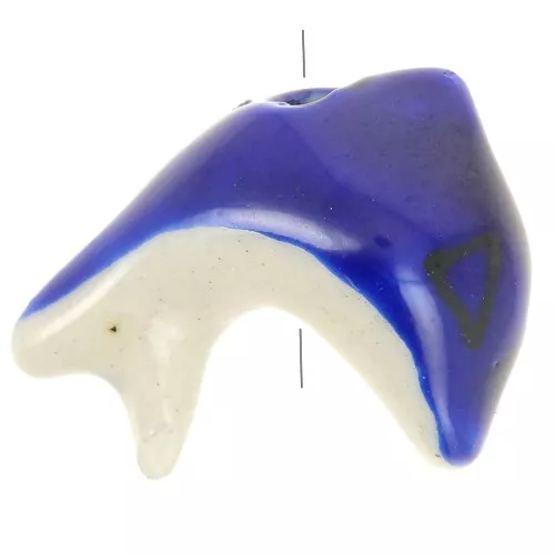 Cuenta delfín de cerámica 16x19 mm - Azul x1
