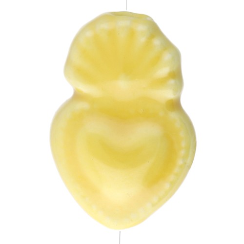 Cuenta en forma de corazón, exvoto mexicano de cerámica, 15 x 10 mm - Amarillo iridiscente x1