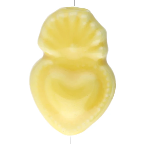 Cuenta en forma de corazón, exvoto mexicano de cerámica, 15 x 10 mm - Amarillo iridiscente x1