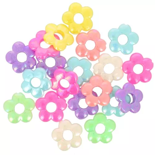 Surtido de cuentas flor acrílicas de 19 mm - Efecto AB multicolor x20