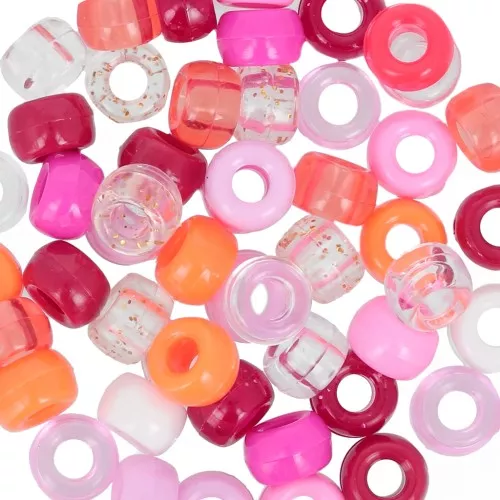 Surtido de cuentas con agujero grande - Pony beads - 9x6 mm Mix Multicolore Rose x50