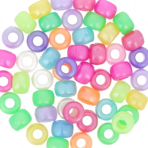 Surtido de cuentas agujero grande - Pony beads - 9x6 mm Multicolor Nacré x50