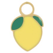 Colgante limón 11,5x7,5 mm Resina epoxi - Acero inoxidable 316L - Dorado - Amarillo x1|raw }}