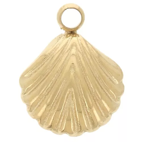 Amuleto de concha 9x7 mm acero inoxidable 304L - Oro x1
