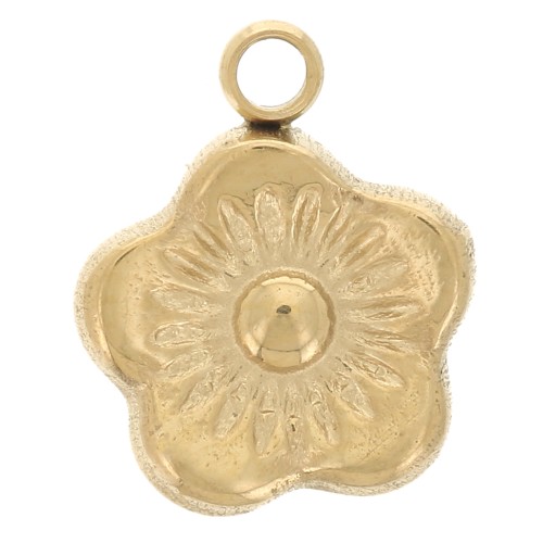 Colgante flor 7,5 mm acero inoxidable 304L - Oro x1