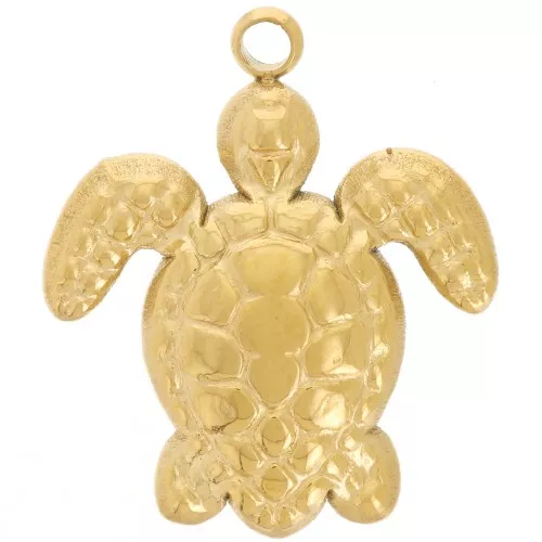 Colgante tortuga 18x15 mm - Acero inoxidable 304L - Oro x1