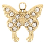 Colgante mariposa 10 mm con óxidos de circonio - Acero inoxidable 304L - Oro x1|raw }}
