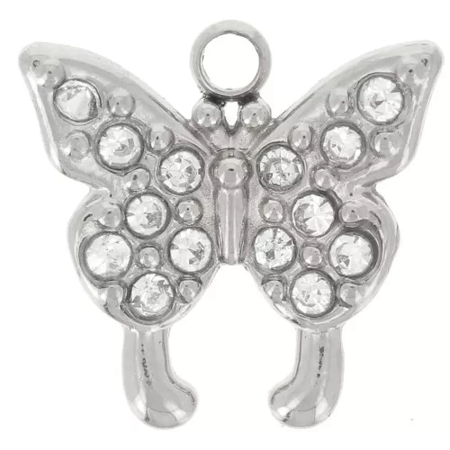 Colgante mariposa de 10 mm con óxidos de circonio - Acero inoxidable 304L x1