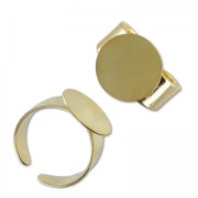 Anillo disco plano 14 mm dorado con oro fino x1