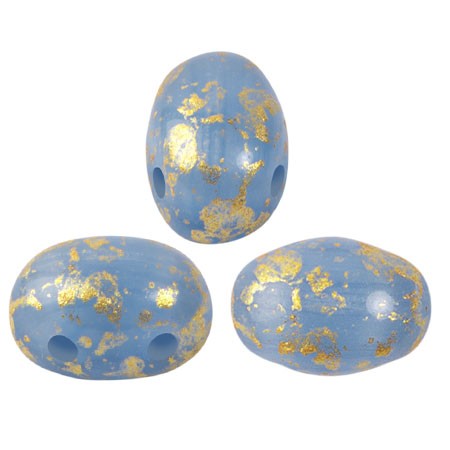 Cuentas de cristal Samos® by Puca® 7x5 mm - Blue Opal Gold Splash x10g