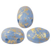 Cuentas de cristal Samos® by Puca® 7x5 mm - Blue Opal Mat Gold Splash x10g