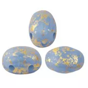 Cuentas de cristal Samos® by Puca® 7x5 mm - Blue Opal Mat Gold Splash x10g