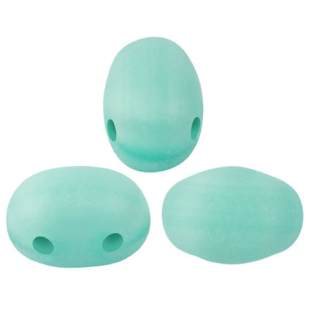 Cuentas de cristal Samos® by Puca® 7x5 mm - Blue Green Opal Mat x10g