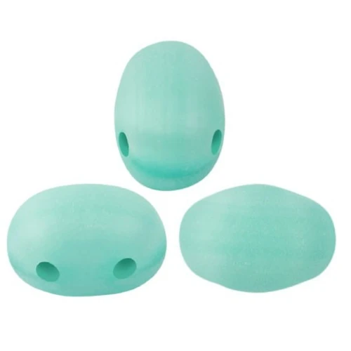 Cuentas de cristal Samos® by Puca® 7x5 mm - Blue Green Opal Mat x10g