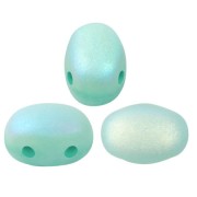 Cuentas de cristal Samos® by Puca® 7x5 mm - Blue Green Opal Mat AB x10g