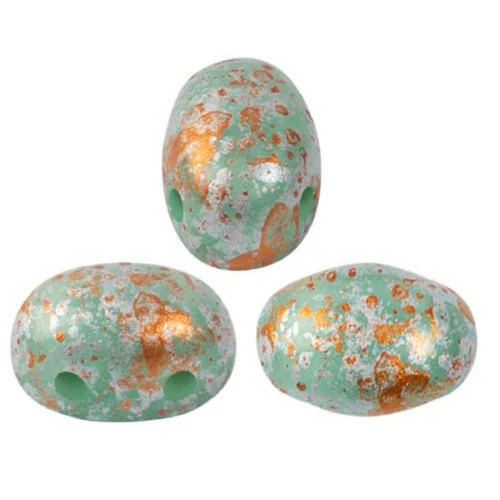 Cuentas de cristal Samos® by Puca® 7x5 mm - Blue Green Opal Tweedy x10g