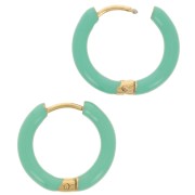 Pendientes de aro redondo de 17 mm con resina epoxi - Acero inoxidable 304L Oro - Verde turquesa x2|raw }}