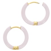 Pendientes de aro redondo de 17 mm con resina epoxi - Acero inoxidable 304L Oro - Lila x2|raw }}