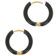 Pendientes de aro redondo de 17 mm con resina epoxi - Acero inoxidable 304L Oro - Negro x2|raw }}