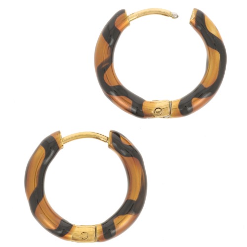 Pendientes de aro redondos de 17,5 mm con resina epoxi - Acero inoxidable 304 Dorado - Cobre - Negro x2