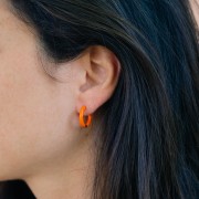 Pendientes de aro redondos de 17,5 mm con resina epoxi - Acero inoxidable 304 Dorado - Cobre - Negro x2