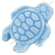 Cuenta de cerámica tortuga 19x15 mm - Azul x1