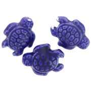 Perla tortuga de cerámica 19x15 mm - Azul oscuro x1