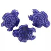 Perla tortuga de cerámica 19x15 mm - Azul oscuro x1