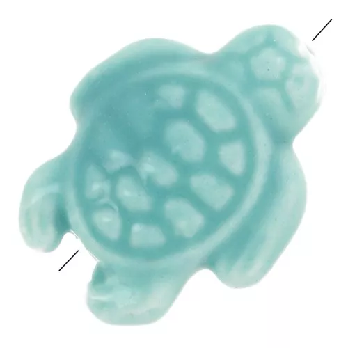 Cuenta de cerámica Tortuga 19x15 mm - Turquesa x1