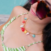 Cuenta de cerámica Tortuga 19x15 mm - Turquesa x1