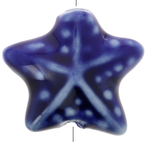 Cuenta de cerámica estrella de mar 20 mm - Azul marino x1